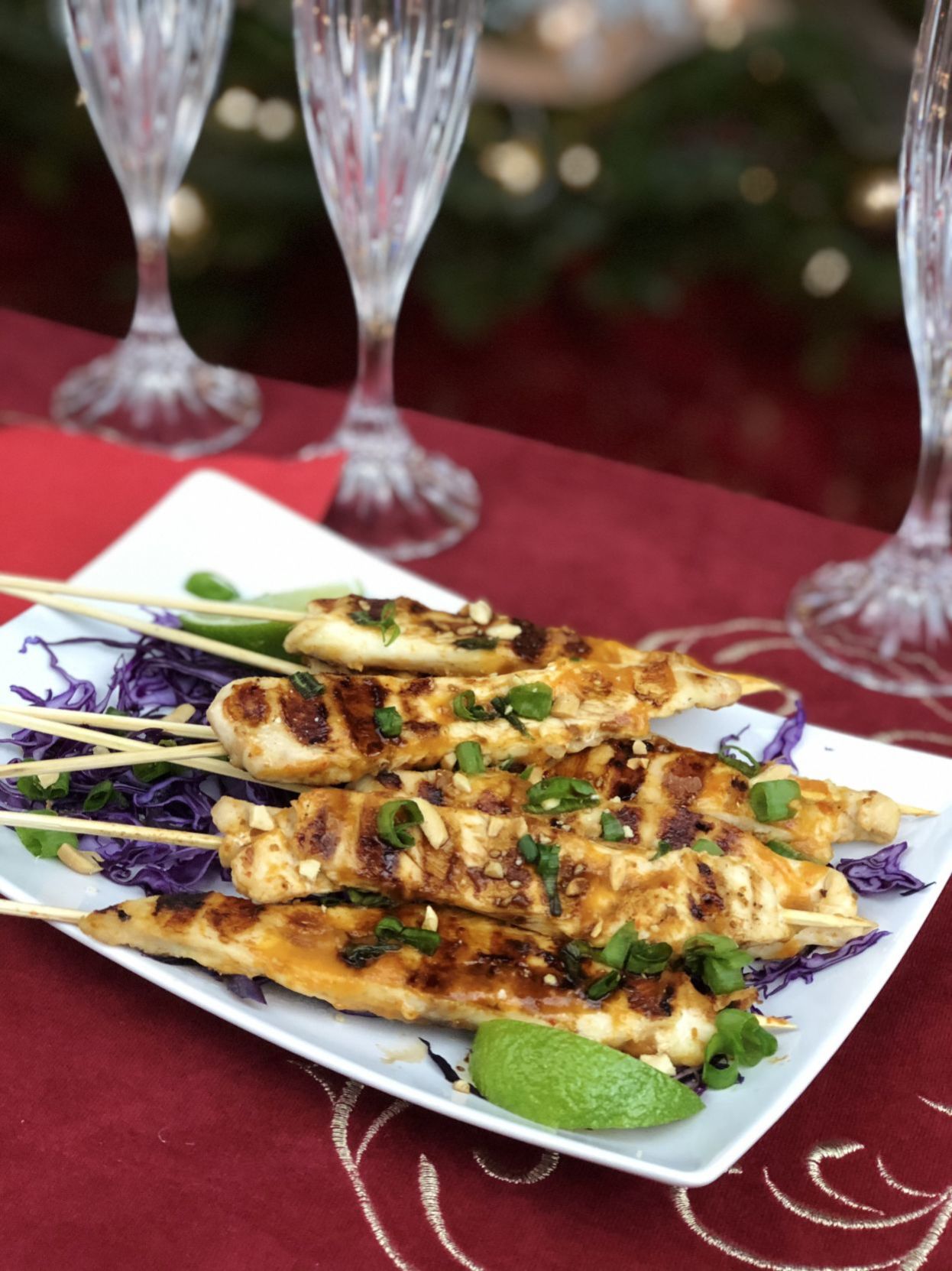 Peanut Chicken Skewers